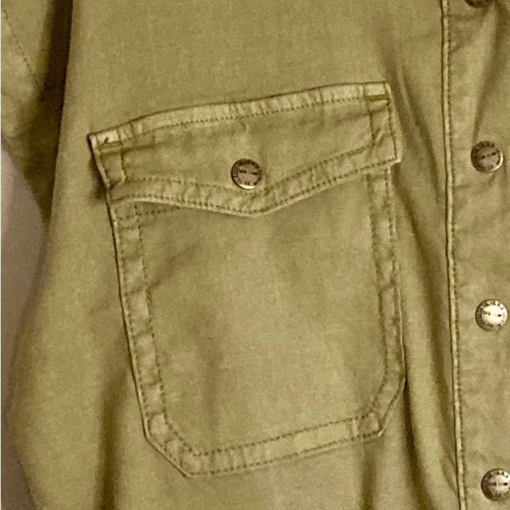 NEW Current Elliott The Lynwood Romper Shorts Belted Snap Front Khaki Size XL - Picture 9 of 16